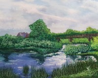 Faiza Bilgrami, Winters Pond, 18 x 22 inches, Oil on Paper, Landscape Painting, AC-FZBLG-003